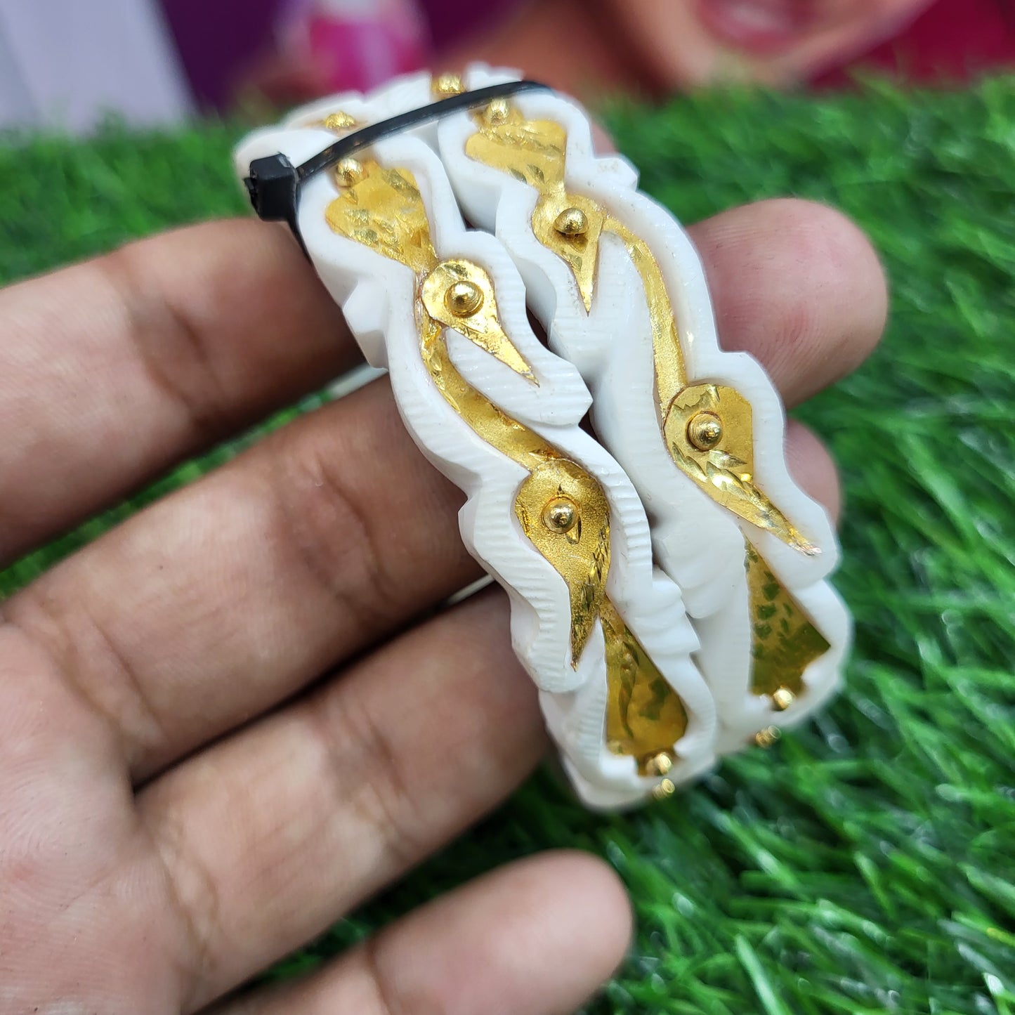 gold plated sakha mayur design